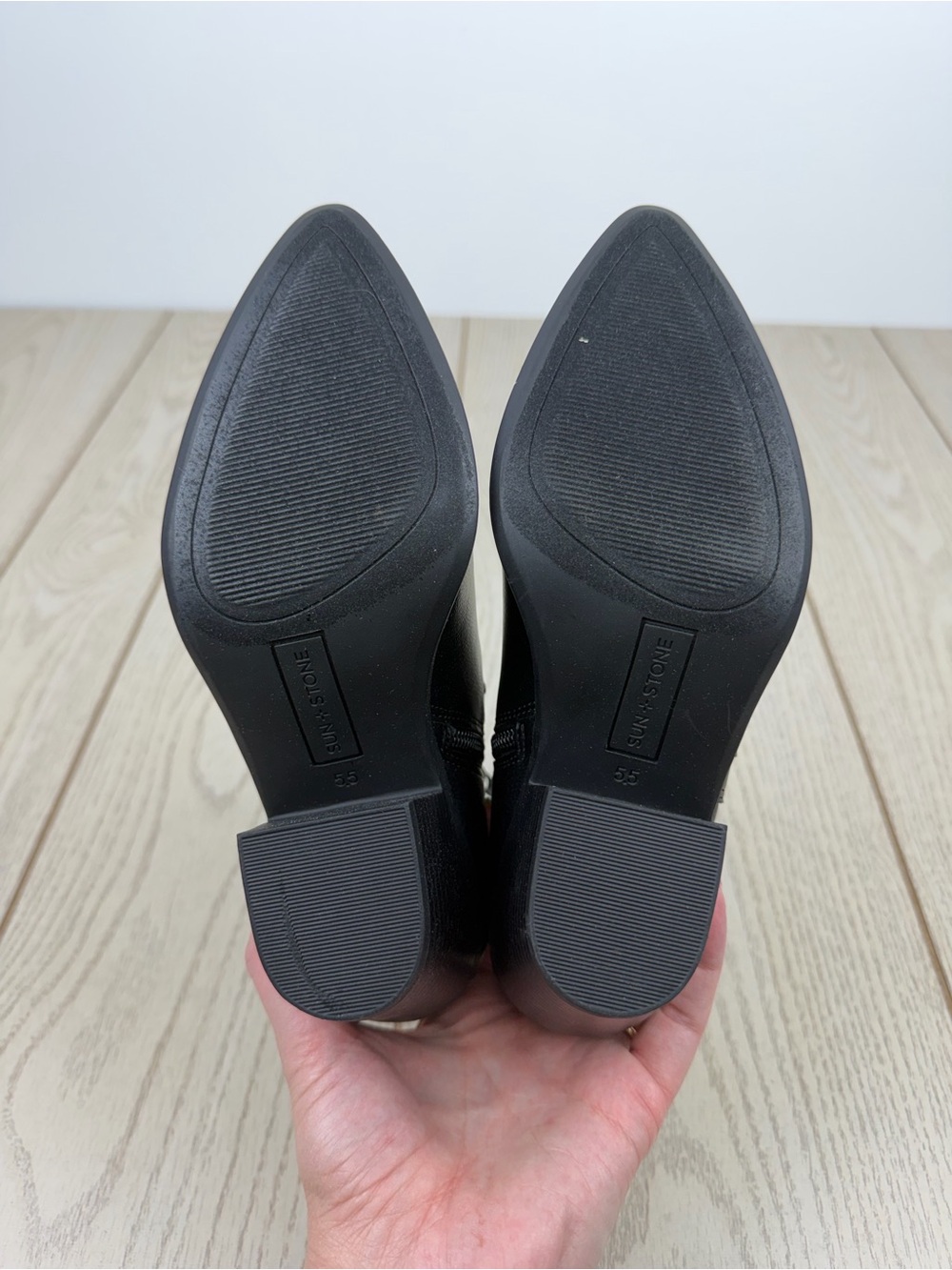 Sun + Stone Women's Indianaa Studded Western Block Heel Booties 5.5 Black Smooth - Picture 8 of 9